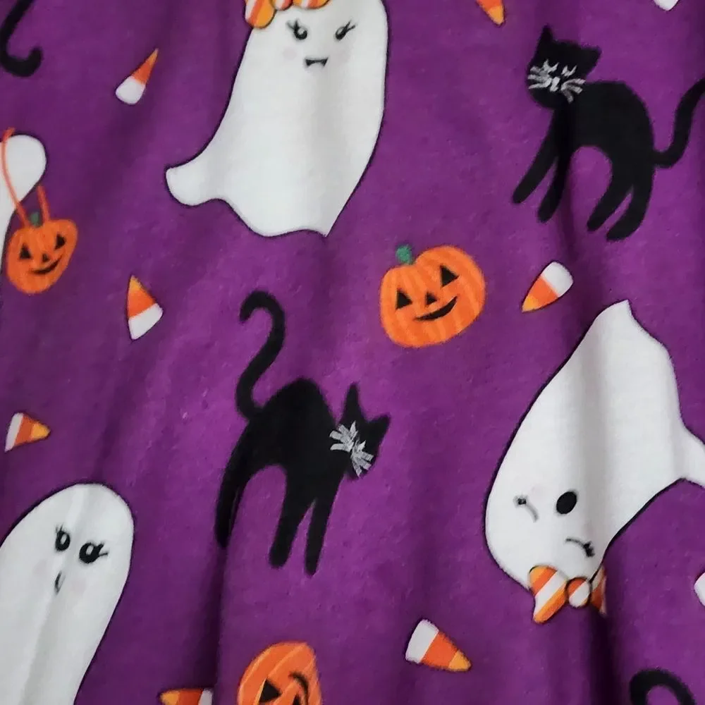 Girls Friendly Ghosts Pumpkins Purple Halloween Dress Size Large L 10/12